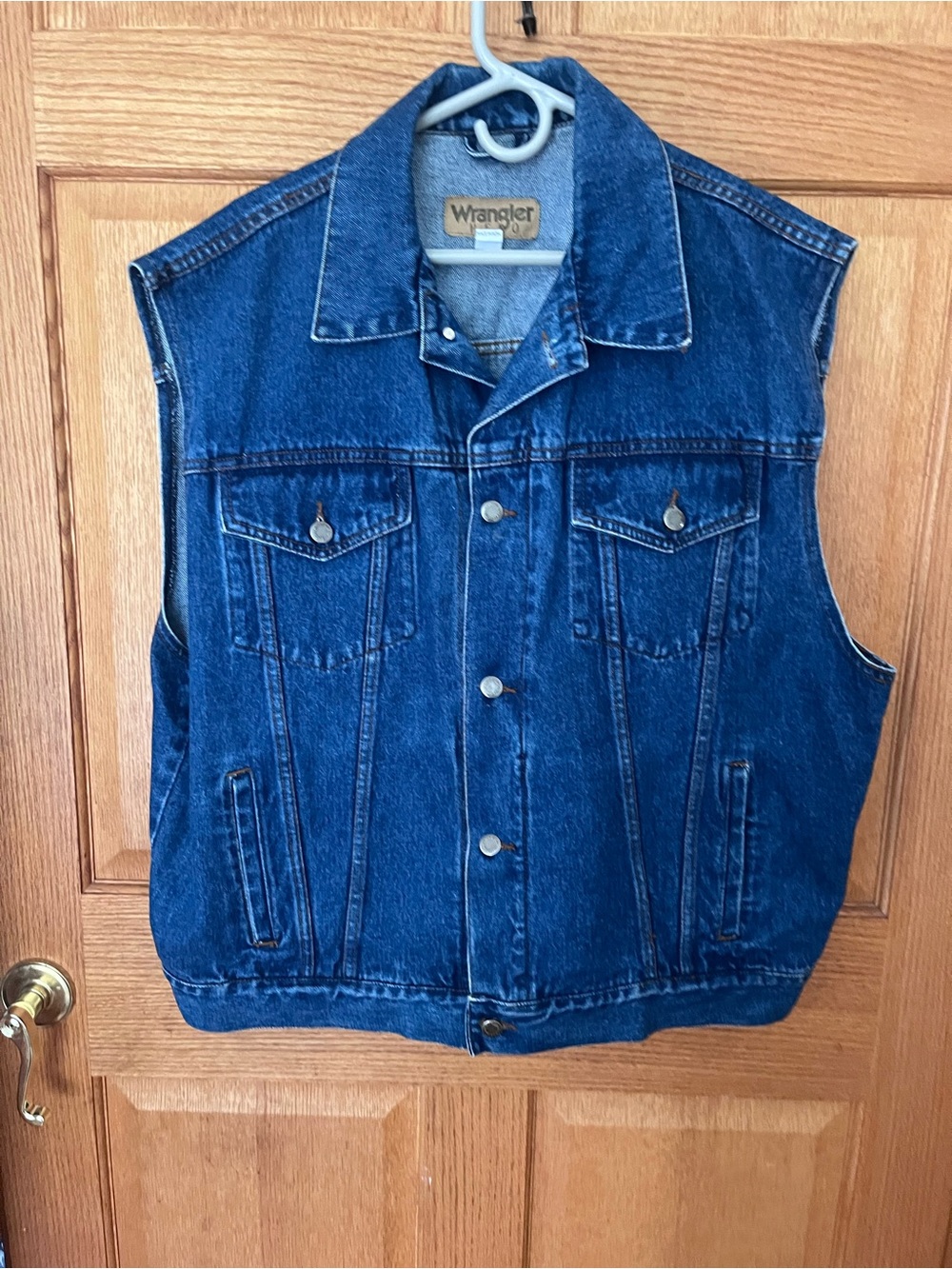 Wrangler Men's Blue Denim Vest - Classic Sleeveless Jacket